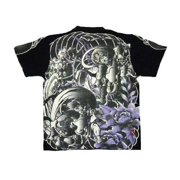 絡繰魂 和柄Tシャツ 242193 和柄・抜染プリント『風神雷神・刺青』柄