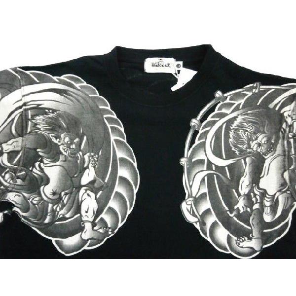 絡繰魂 和柄Tシャツ 242193 和柄・抜染プリント『風神雷神・刺青』柄