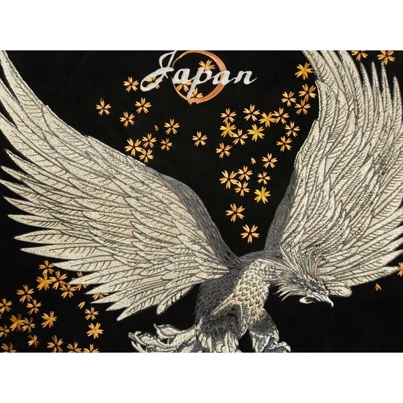 絡繰魂 スカジャン 264165 和柄総刺繍 『鳳凰＆桜』フェイクスエード