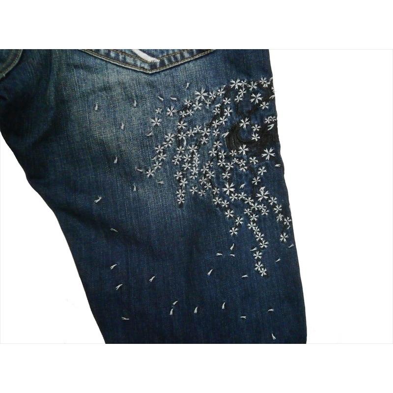 錦 にしき デニムパンツ 515654 総刺繍&和柄切替 4代目『枝垂れ桜