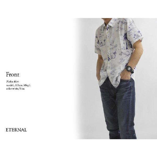 ETERNAL/エターナル アロハシャツ 53969 「椰子の木」レーヨン 半袖ハワイアンシャツ ホワイト×ブルー｜bros-clothing｜05