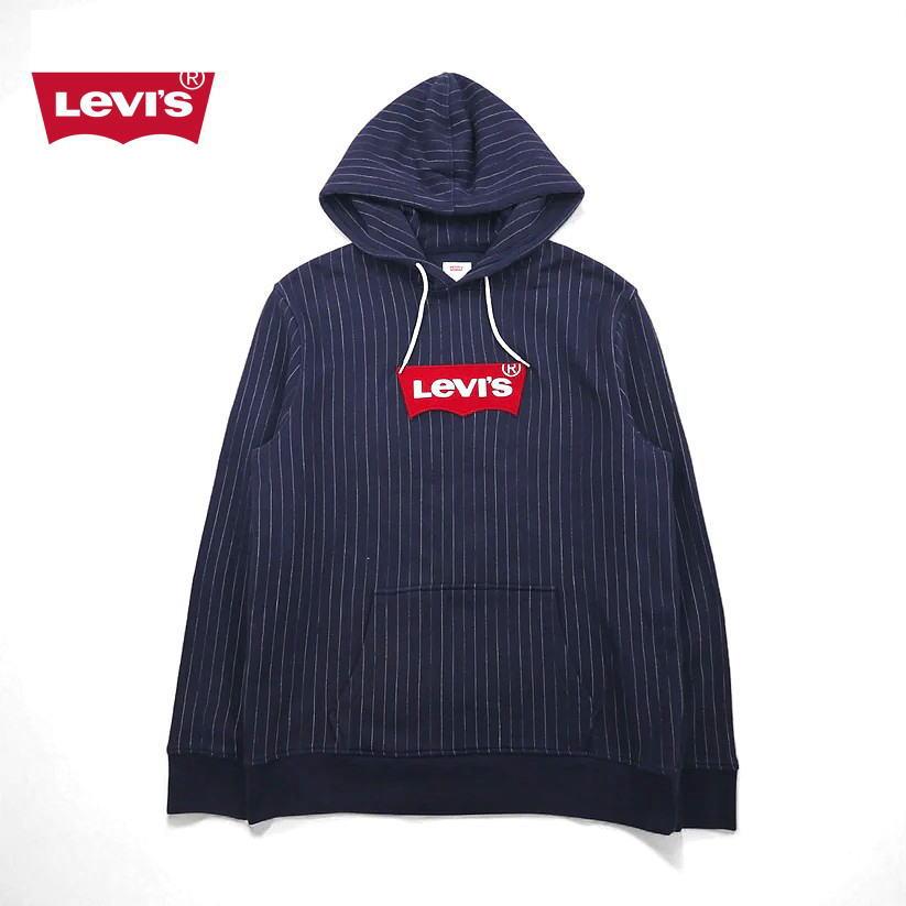 リーバイス Levi S スウェット プルパーカー チョークストライプ リーバイスロゴフーディー 裏起毛プルパーカー Nightwatch Blue Whit ブロスクロージング 通販 Yahoo ショッピング