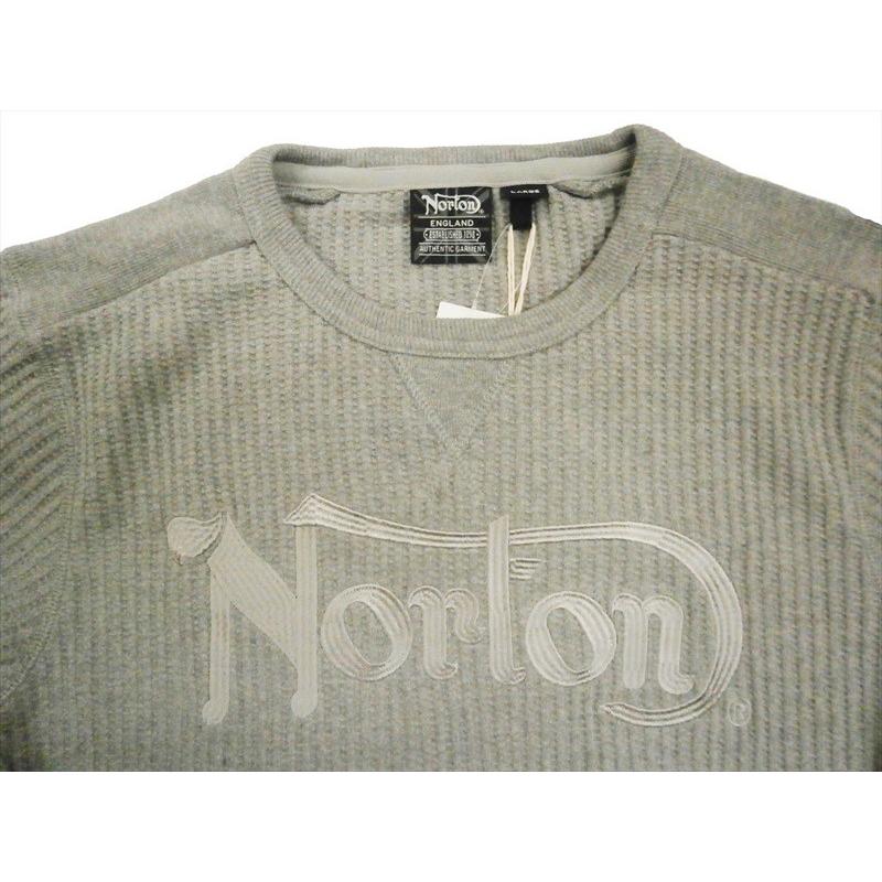 Norton ノートン 長袖Tシャツ 63N1102  ロゴ刺繍 ビッグ ワッフル・ロングＴシャツ グレー｜bros-clothing｜03