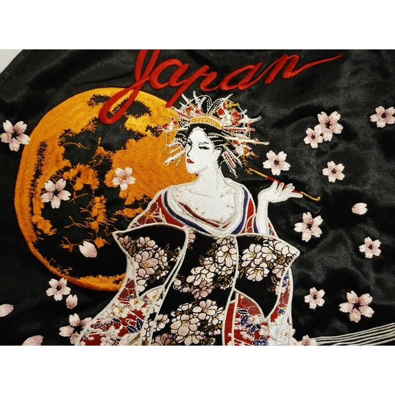 美品 朧 OBORO サテン スカジャン 刺繍 花魁 和柄 花柄 レッド 華鳥風月 朧/oboro スカジャン 973885 和柄刺繍『花魁』サテン レッド