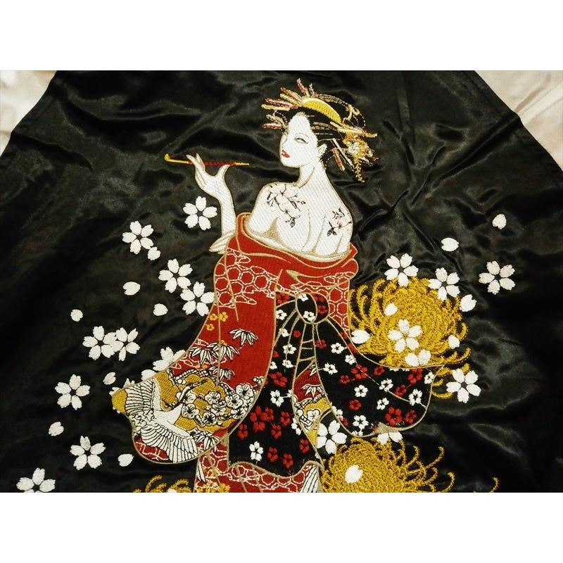 極美品　朧　希少色オールブラック　花魁　スカジャン　刺繍　和柄　ブルゾン　y2k 極美品 朧 希少色オールブラック 花魁 スカジャン 刺繍 和柄 ブルゾン