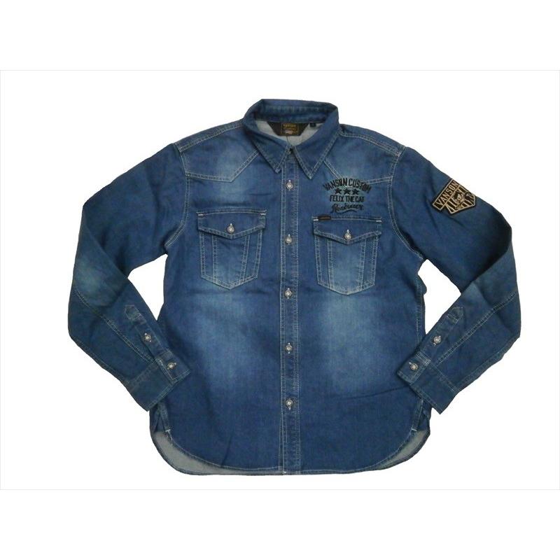 ⭐︎⭐︎⭐︎vanson felix コラボ　長袖ワークシャツ VANSON×FELIX コラボ 刺繍 ワークシャツ ウォバッシュ