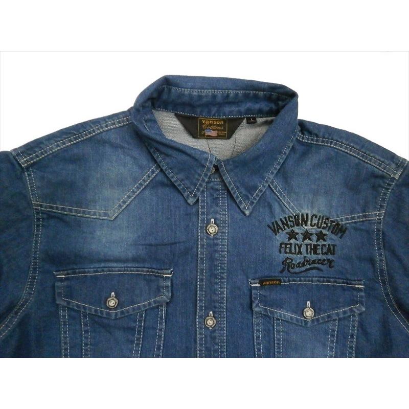 ⭐︎⭐︎⭐︎vanson felix コラボ　長袖ワークシャツ VANSON×FELIX コラボ 刺繍 ワークシャツ ウォバッシュ