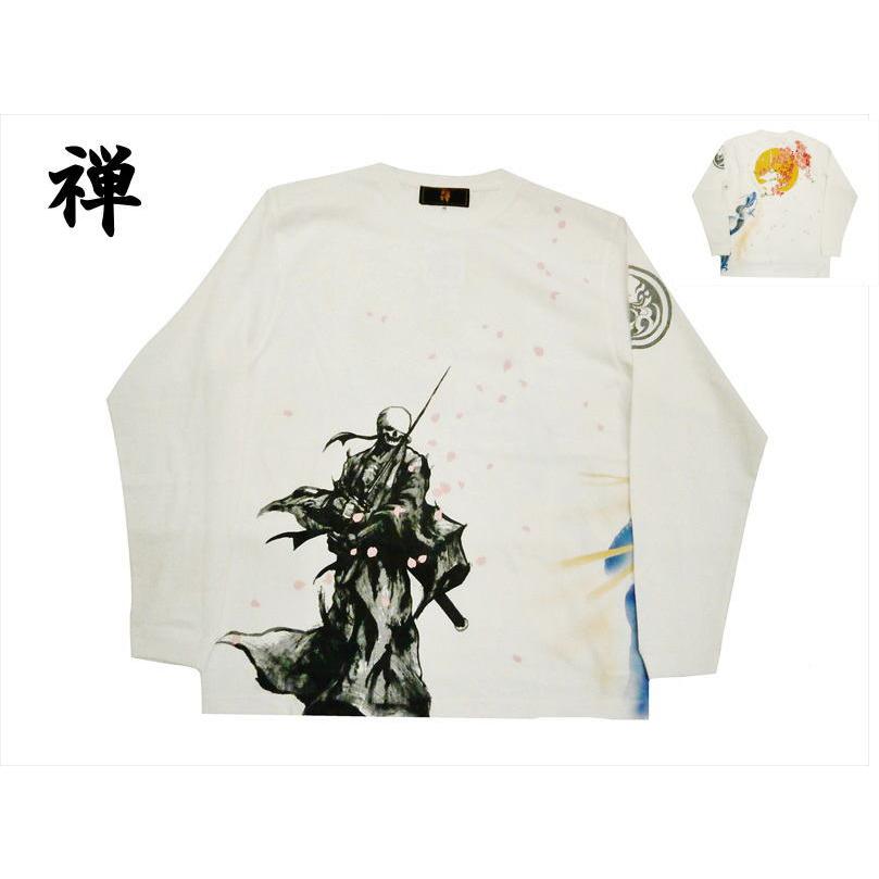 禅【ZEN】×がしゃ コラボ 京でん 長袖Tシャツ KTLH0023 手描き・和柄