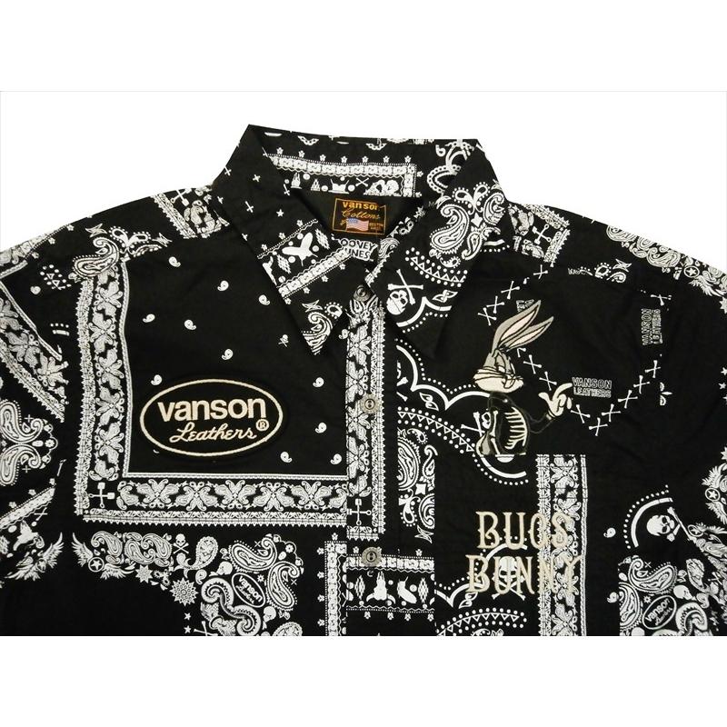 Vanson バンソン ルーニー テューンズ コラボ 半袖シャツ Ltv 2113 ペイズリー総柄 刺繍 バッグスバニー スカル 綿ローン生地 半袖 シャツ ブラック Ltv 2113 ブロスクロージング 通販 Yahoo ショッピング