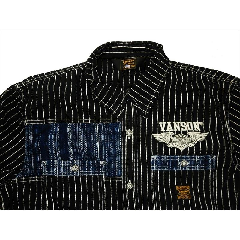 VANSON バンソン 長袖シャツ NVSL-2105 刺繍＆フェルトワッペン 