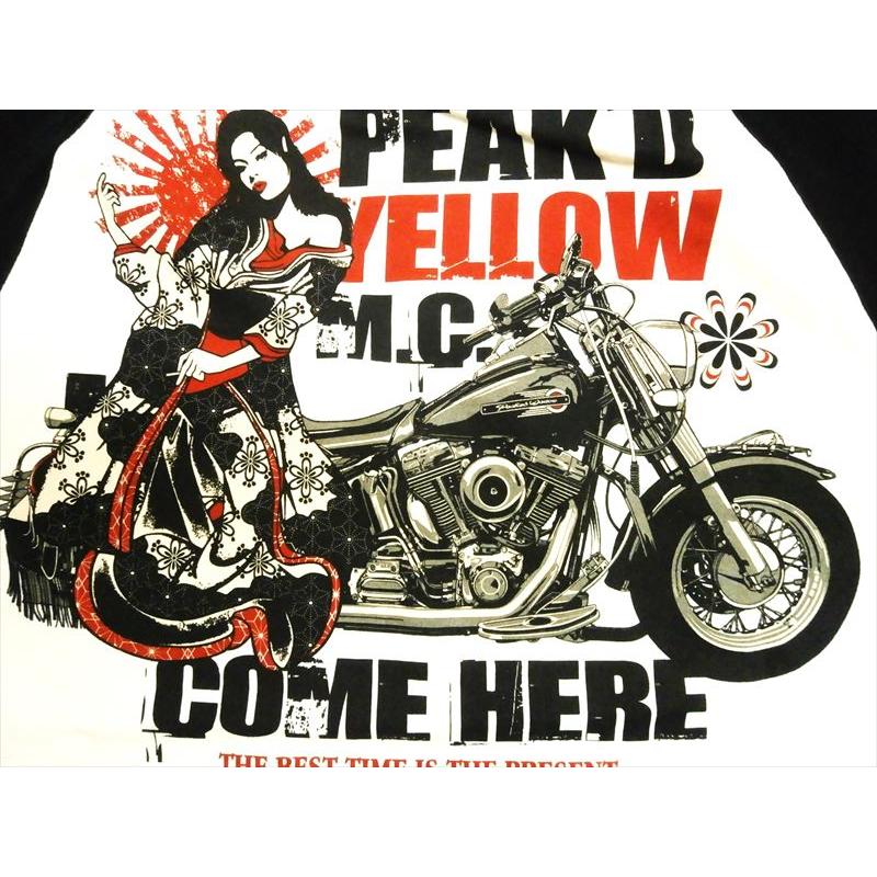 ピークドイエロー Peak'd Yellow 長袖Tシャツ PYLT-234 "バイク/姉御" ロングTシャツ・エフ商会 オフホワイト/ブラック｜bros-clothing｜02