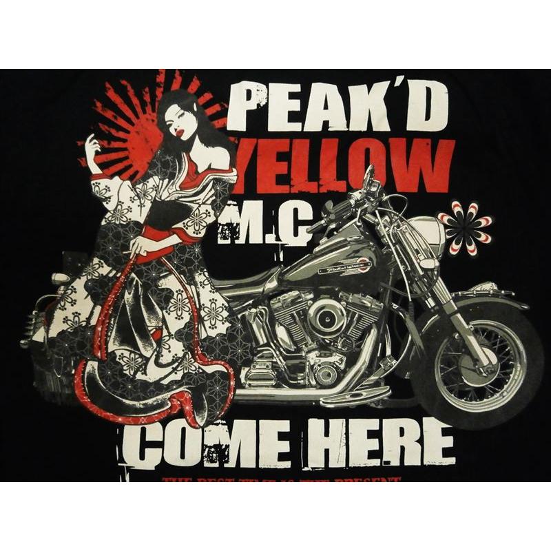 ピークドイエロー Peak'd Yellow 長袖Tシャツ PYLT-234 "バイク/姉御" ロングTシャツ・エフ商会 ブラック｜bros-clothing｜02