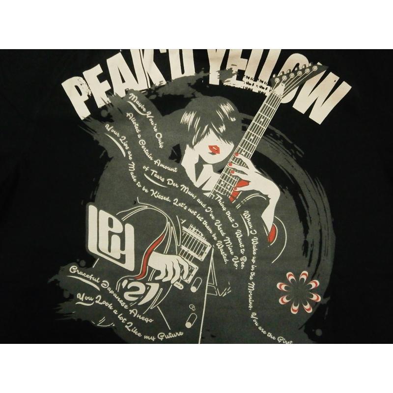 ピークドイエロー Peak'd Yellow エフ商会 半袖Tシャツ PYT-226 "姉御ギター" 抜染プリント 半袖Ｔシャツ ブラック｜bros-clothing｜02