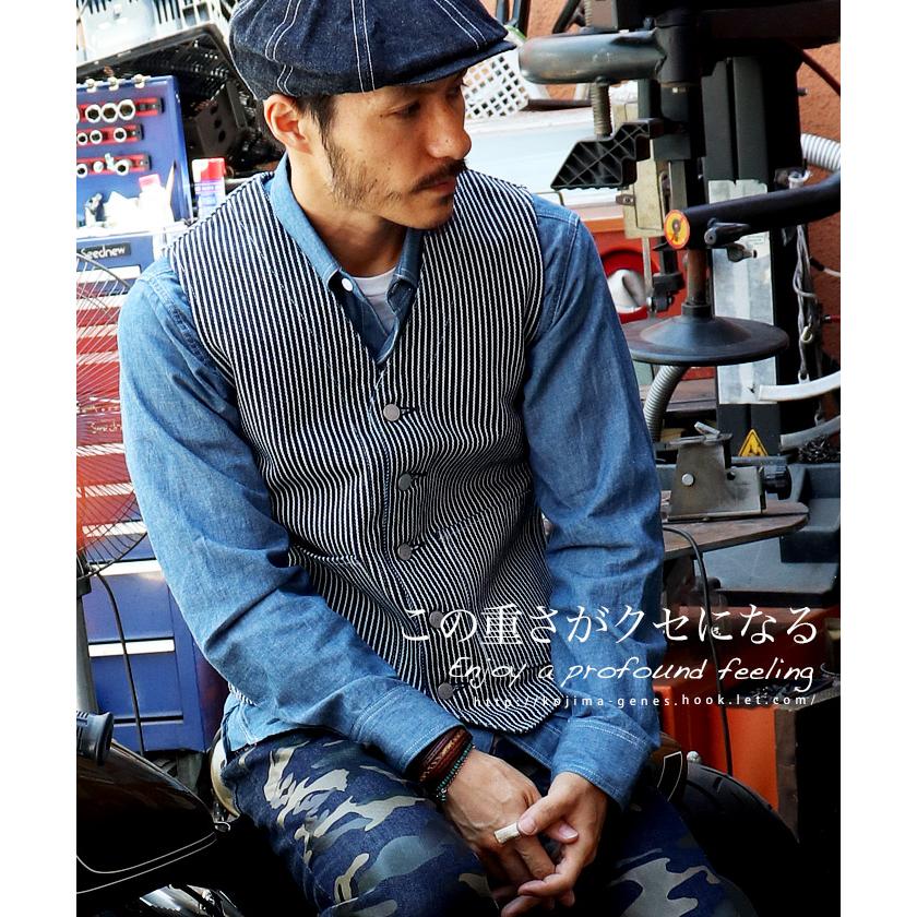 児島ジーンズ KOJIMA GENES 21oz ワークベスト RNB-5068 ヒッコリー