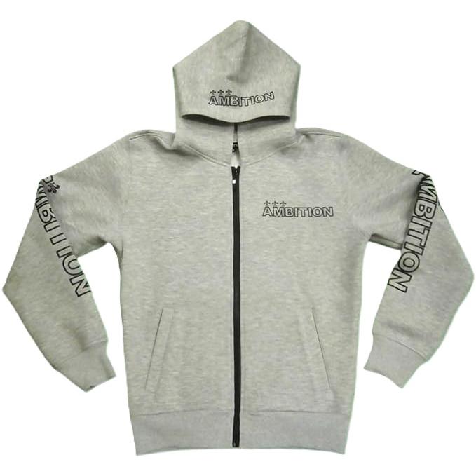 【20%OFF】[Be Ambition] ビーアンビション パーカー S22202 ラバープリント エンボス加工 百合 ロゴ フルジップ パーカー メンズ グレー_1
