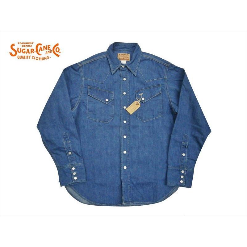 シュガーケーン Sugar Cane デニムシャツ Sch ブルーデニム 長袖ウエスタンシャツ ネイビーh Sch ブロスクロージング 通販 Yahoo ショッピング