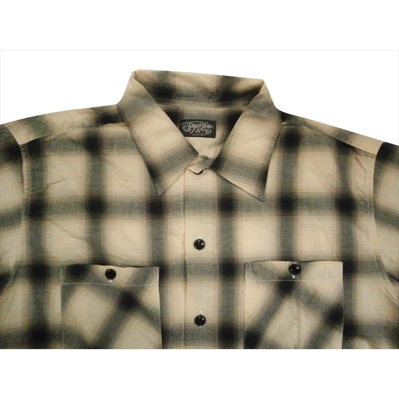 SUGAR CANE オンブレチェック半袖シャツ SC38450 SUGAR CANE CANE/シュガーケーン 半袖シャツ SC38450 コットンツイル