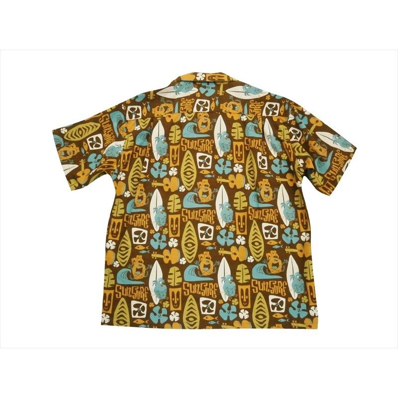 SUN SURF サンサーフ Masked Marvel 半袖シャツ SS38148 "PINEAPPLE BOY" コットンシャンタン ハワイアン 半袖オープンシャツ ブラウン｜bros-clothing｜04