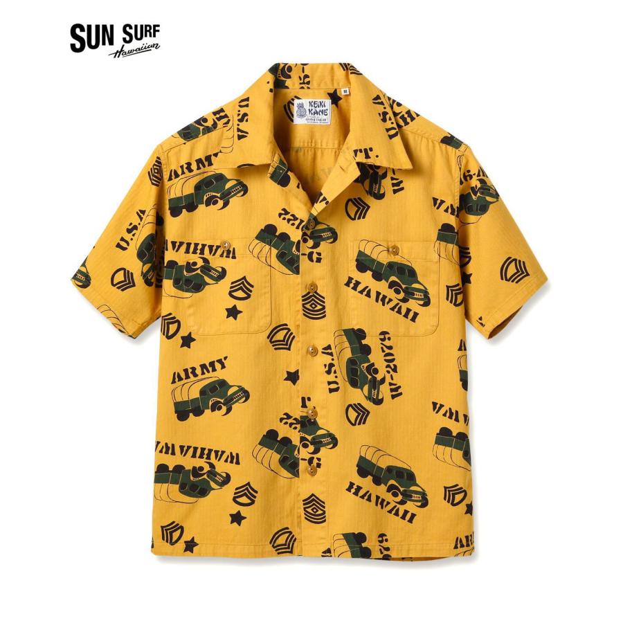 SUN SURF サンサーフ COTTON アロハシャツ SS39279 “ARMY VEHICLE 