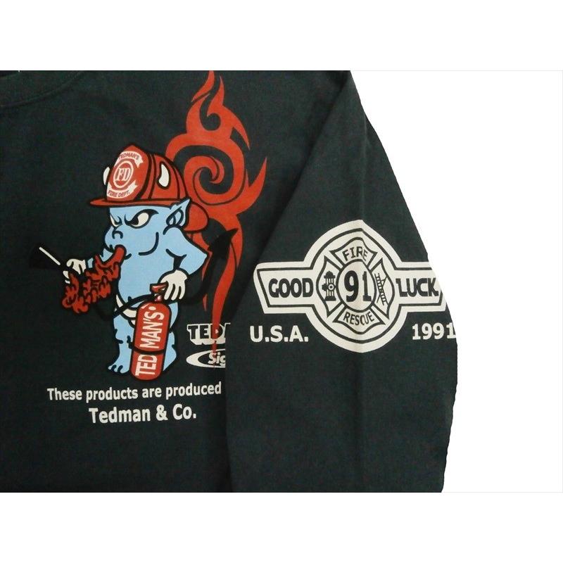 テッドマン TEDMAN/エフ商会×シグナル・コラボ 長袖Tシャツ TDLS-307 『FIRE FIGHTER/消防士』アメカジ・ロングTシャツ ネイビー｜bros-clothing｜05