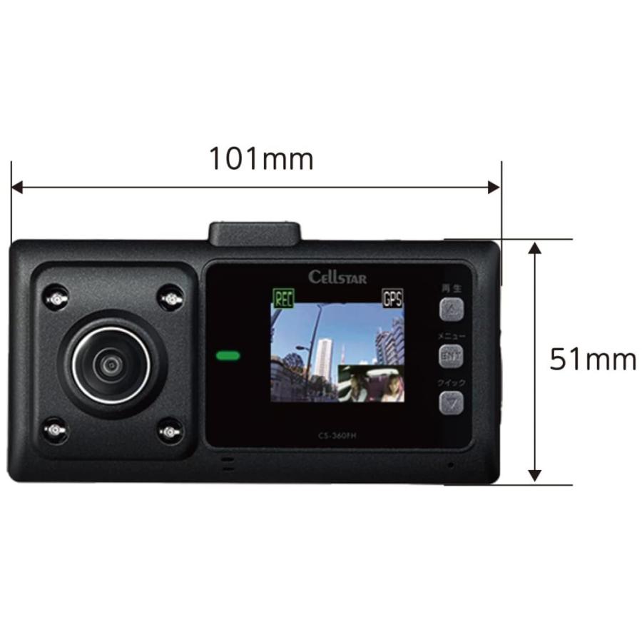 h*o様 CS-360FH ドライブレコーダー 2カメラ CELLSTAR（セルスター） CS-360FH 360° 180°+180° 2カメラ ドライブ