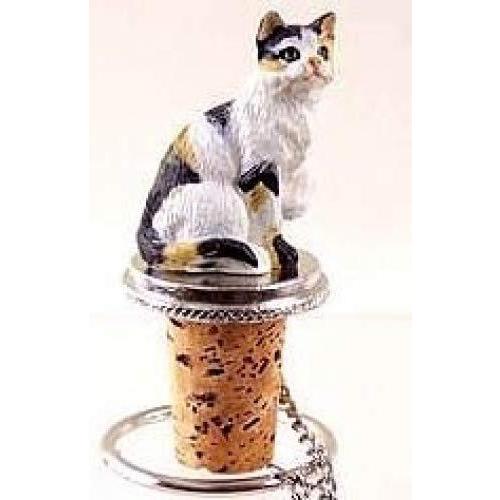 Shorthair Calico Cat Wine Bottle Stopper CTB05 by Conversation Concepts