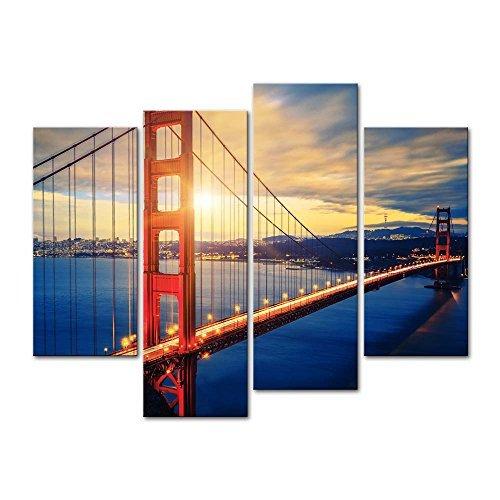 全商品オープニング価格! Wall Art Landsca Bridge Cityscape Francisco San Sunrise at Bridge Gate Golden Famous Pieces 4 Pictures Print Canvas On Painting Poster Decor ポスター 全商品オープニング価格! Wall Art Landsca Bridge Cityscape Francisco San Sunrise at Bridge Gate Golden Famous Pieces 4 Pictures Print Canvas On Painting Poster Decor ポスター