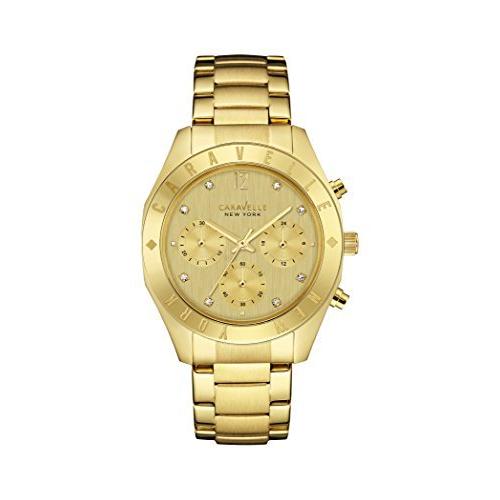 名作 Caravelle 女性のステンレススチールゴールドブレスレットバンドゴールドは、スマートウォッ 44L213 York New 腕時計