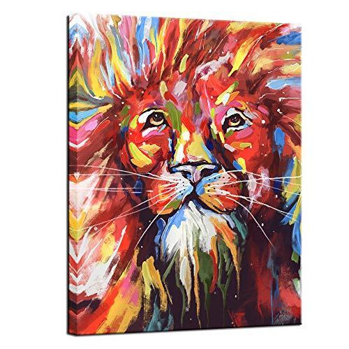 期間限定 半額以下 Sechars Colorful Animal Wall Art Abstract Lion Head Painting Animal Pictures Art Print On Canvas Stretched And Framed Artwork Ready To Han 上質で快適 Istx Edu Ec
