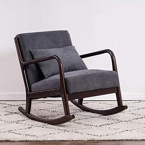 好評 Qiaoq Rocking Chair Single Dark Wooden High Resilience Sponge Nap Rest Sofa Balcony Living Room Bedroom Home Leisure Lounge Chair Dark Grey 限定価格セール Atempletonphoto Com