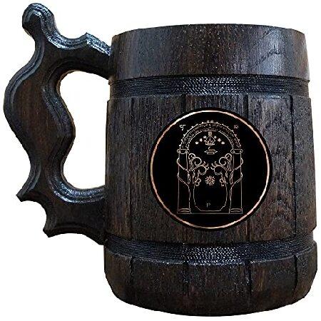Doors of Durin Beer Mug, LOTR Gift, LOTR Wooden Beer Stein, Lord Of The Rings Beer Tankard, Hobbit Mug, Gift for Him ジョッキ
