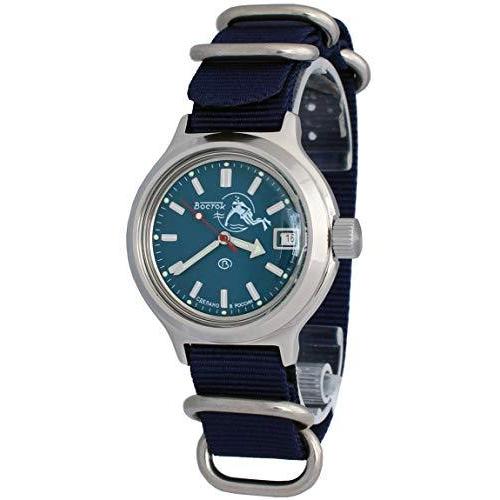 注目 200m Amphibia VOSTOK ブルー カスタムPAMベゼル付き!2416/420059 自動機械式腕時計 腕時計