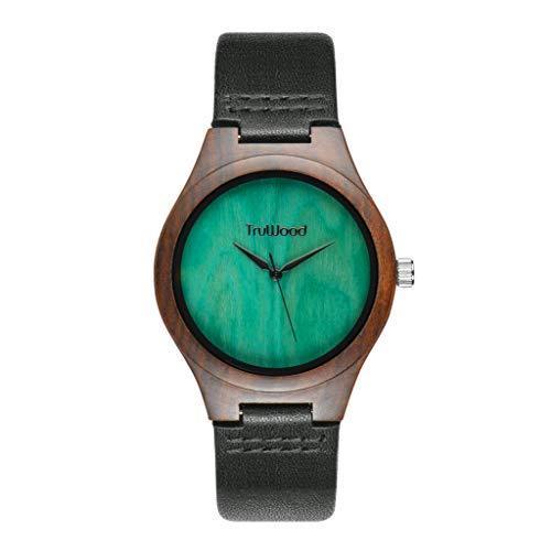 注目ショップ Wooden Green Leaf TruWood Watch Strap Leather and Sandalwood Black with 腕時計