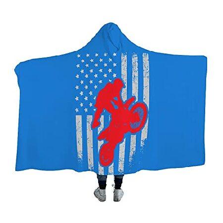 人気定番の American USA Bike Dirt Motocross Flag 60"x80" Napping Bed Sofa Tv Watch for Cloak Soft Blanket Hooded Wearable 着る毛布、かいまき