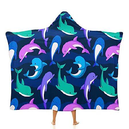 最新作売れ筋が満載 Cape Throw Hoodies Cloak Wearable Blanket Hooded Velvet Arctic Dolphins Colorful Wrap 60"x80" Season All Blanket 着る毛布、かいまき