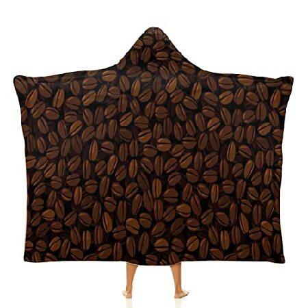激安人気新品 Coffee 60"x80" Travel Couch Bed For Blanket Wrap Cape Cloak Poncho Warm Blanket Throw Hooded Wearable Beans 着る毛布、かいまき