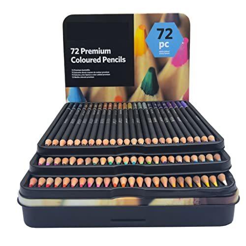 ZHGYD 72 Colors Professional Color Pencil Set Iron Box Colored Colour Drawing Pencil School Artist Supplies (Color : A, Size : 72 Colors) 色鉛筆