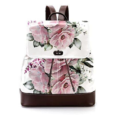 Casual PU Leather Backpack for Unisex,Watercolor Flowers Roses Women's Shoulder Bag Students Daypack for Travel Business デイパック