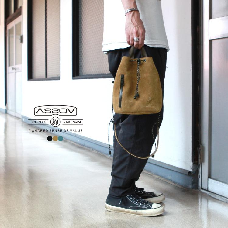 AS2OV アッソブ　巾着ショルダーバッグ AS2OV ショルダーバッグ アッソブ WATER PROOF SUEDE DRAWSTRING