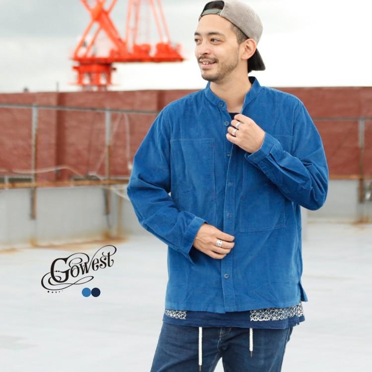 GOWEST（ゴーウエスト） RED NECK NO COLLAR SHIRTS : BROWN FLOOR 