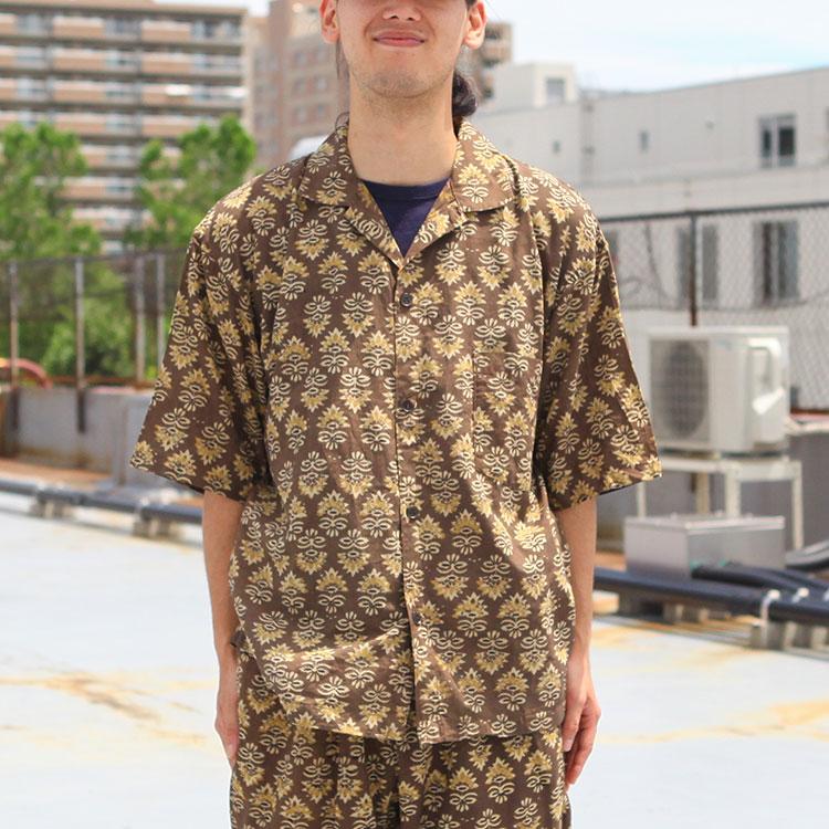 GO HEMP セットアップ 総柄半袖シャツ パンツ ヘンプ混 激レア 入手困難 GOHEMP（ゴーヘンプ） GO HEMP gohemp トップス 半袖 シャツ GREEN