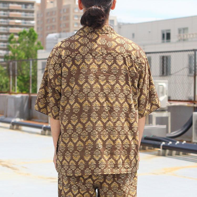 GO HEMP セットアップ 総柄半袖シャツ パンツ ヘンプ混 激レア 入手困難 GOHEMP（ゴーヘンプ） GO HEMP gohemp トップス 半袖 シャツ GREEN