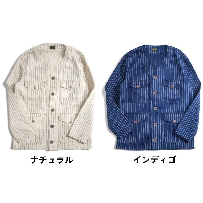 GOHEMP（ゴーヘンプ） NO COLLAR JACKET/PIN STRIPE HERRINGBONE