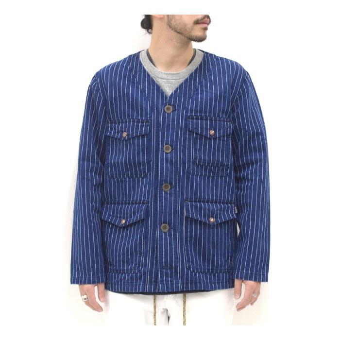 GOHEMP（ゴーヘンプ） NO COLLAR JACKET/PIN STRIPE HERRINGBONE