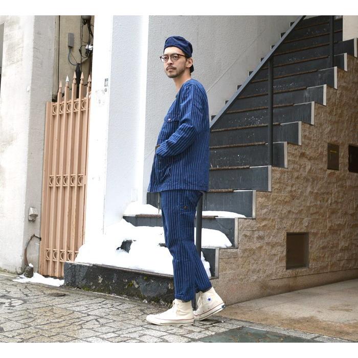 GOHEMP（ゴーヘンプ） NO COLLAR JACKET/PIN STRIPE HERRINGBONE