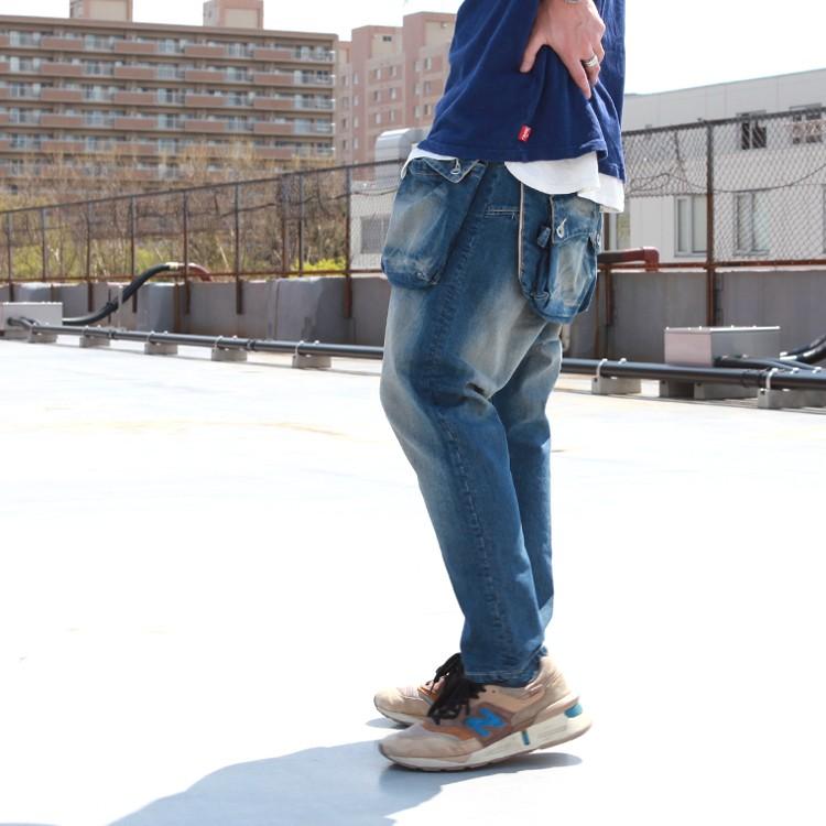 ネイタルデザイン NATAL DESIGN デニム ボトムス パンツ サルエル G55 Sarouel Flap Denim Pants -REAL DAMAGE-｜brownfloor｜05