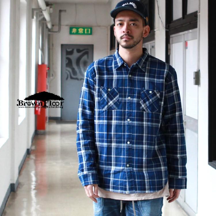【MahAloha】ユーズド加工 インディゴチェックシャツ S Brownfloor ブラウンフロア オンラインショップ12周年記念