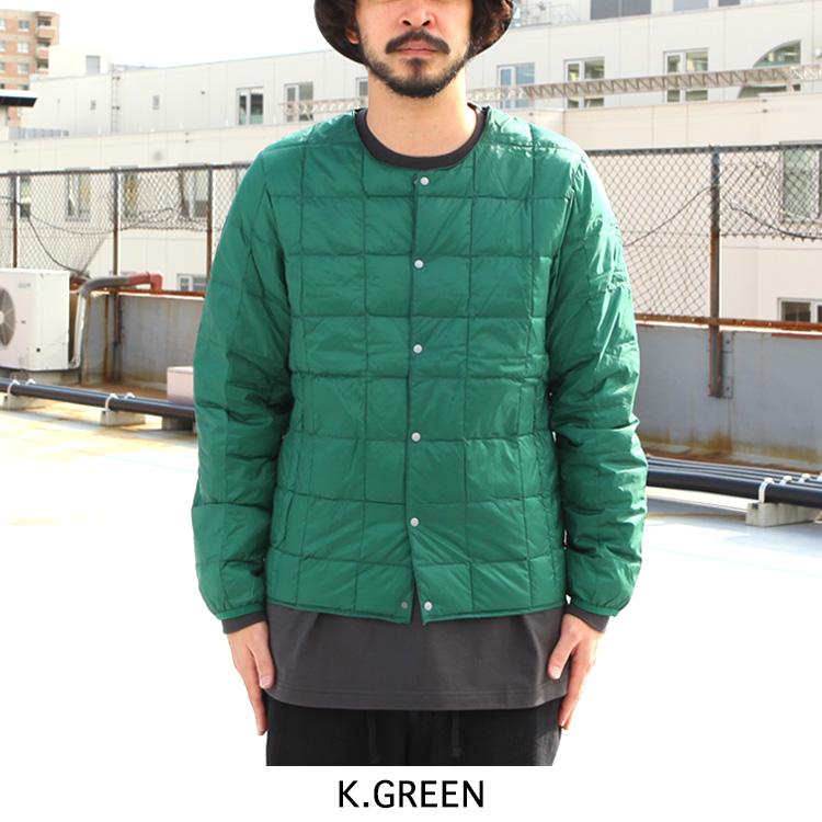 TAION 赤・緑チェック ダウンジャケット WEB・一部店舗限定サイズ】TAION×hwコラボ クルーネックボタン