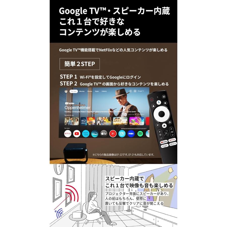 エプソン（EPSON） ドリーミオ ホワイト ホームプロジェクター EF-21W