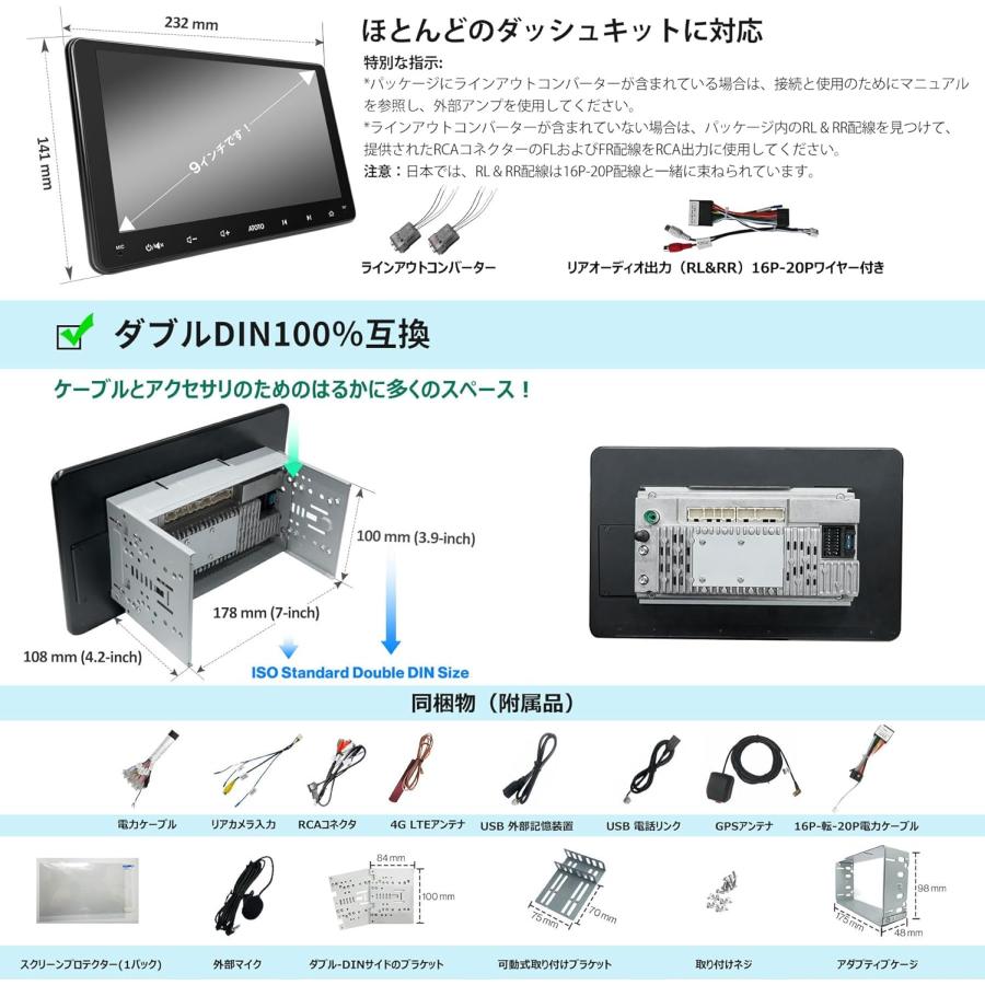 【3点セット販売】ATOTO S8G2094MS-A＋タフト用取付キット＋パノラマモニター接続アダプター ChatGPT搭載 4GLTE Androidオーディオの画像
